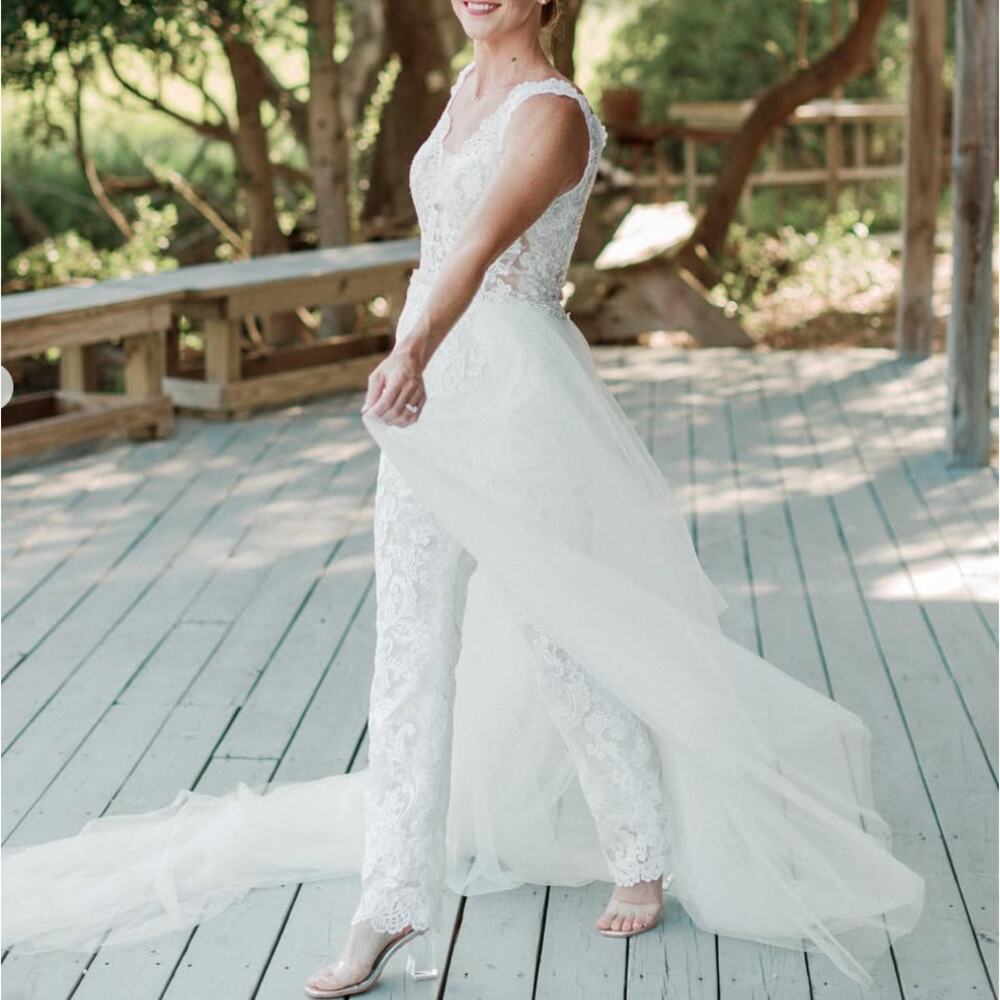 Maggie Sottero Milan Bridal Jumpsuit Size 12 - Picture 2 of 14